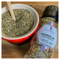 Herbes de Provence is our herb blend that comes straight from France. The Lafayette Spices mix includes five herbs, each with its own distinct flavor profile and importance to the blend: Savory, Marjoram, Rosemary, Thyme, and Oregano.